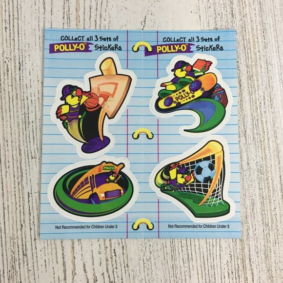 Kraft POLLY-O Vtg Sticker Sheet Sports School String Cheese - Picture 1 of 6